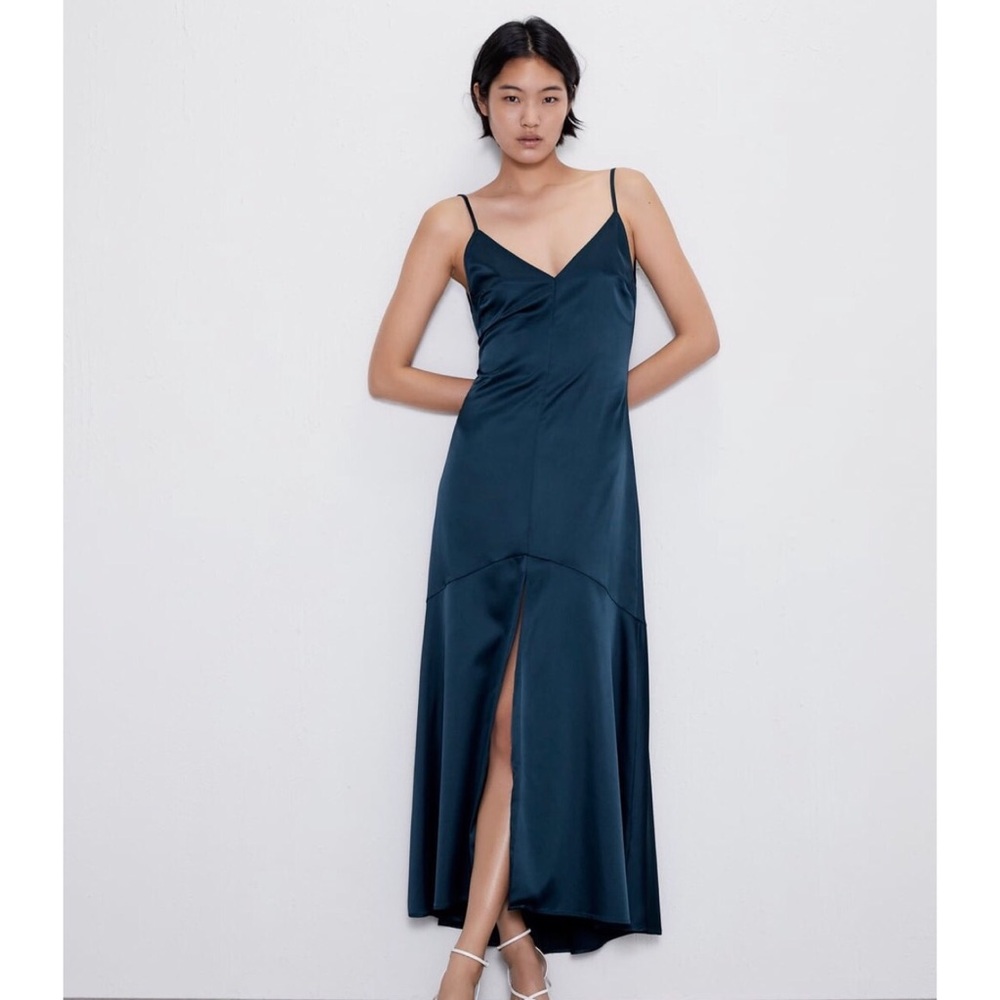 Zara blue satin dress